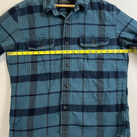 Filson Flannel Work Shirt Blue Navy Plaid Long Sleeve Button Up Mens M‎ Cotton - Picture 7 of 8